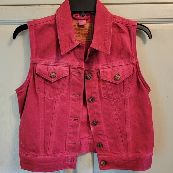 Levi's Dark Pink Denim Vest - Picture 1 of 6